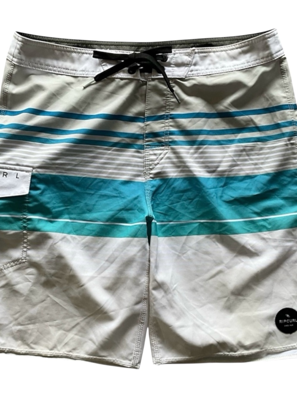 Rip Curl Men’s White & Teal Striped Boardshort